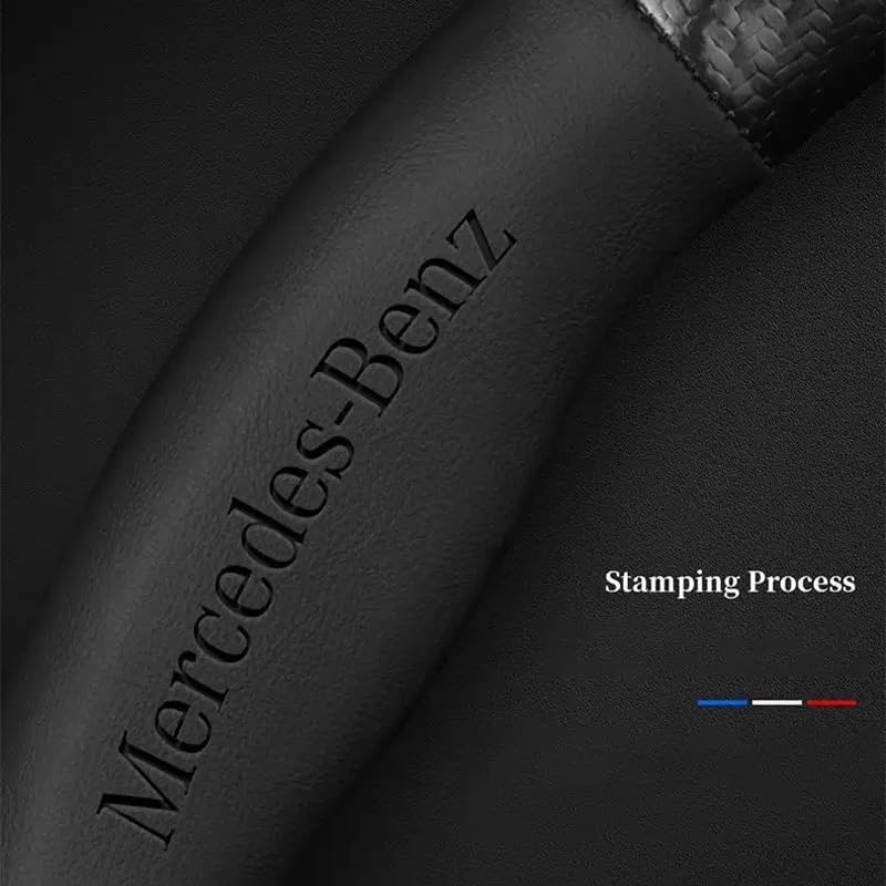 Nappa Leather Steering Wheel Cover with Carbon Texture