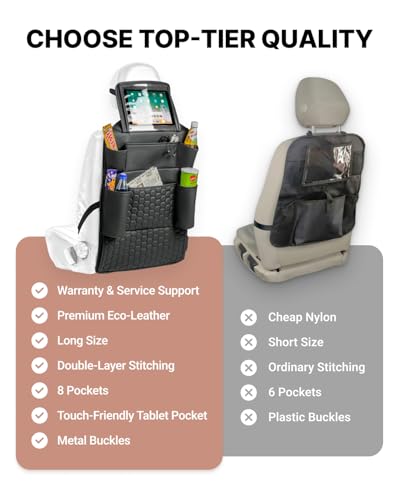 Owleys Back Seat Organizer for Kids with Tablet Holder and 8 Pockets