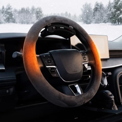 Cordless Heated Suede Steering Wheel Cover 14.5–15 Inch