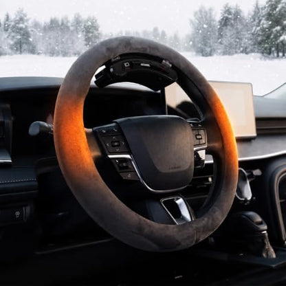Cordless Heated Suede Steering Wheel Cover 14.5–15 Inch