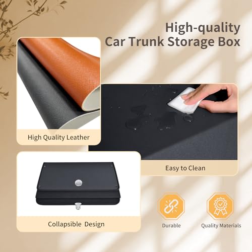 Leather Car Trunk Organizer with Spacious Storage