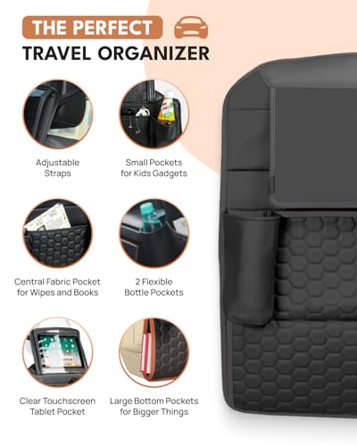 Owleys Back Seat Organizer for Kids with Tablet Holder and 8 Pockets