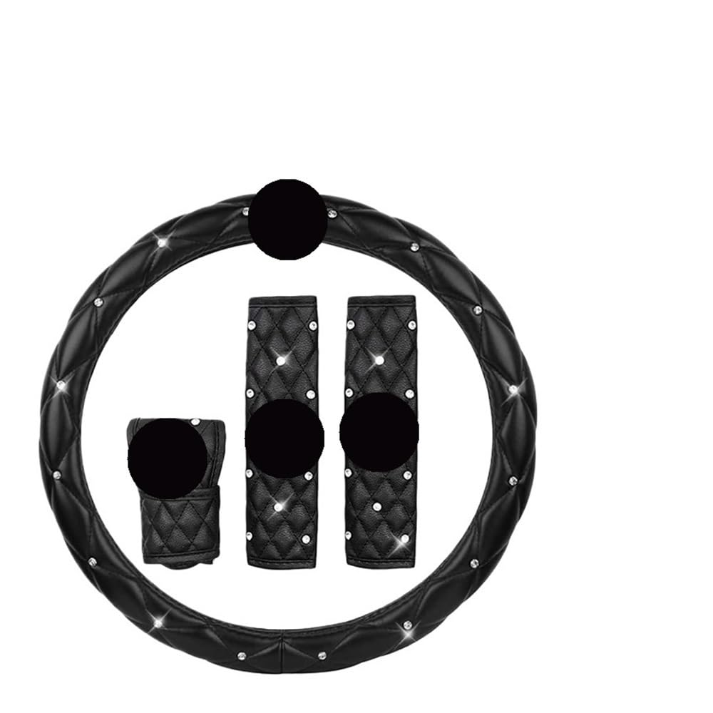 Black PU Leather Steering Wheel Cover with Soft Grip