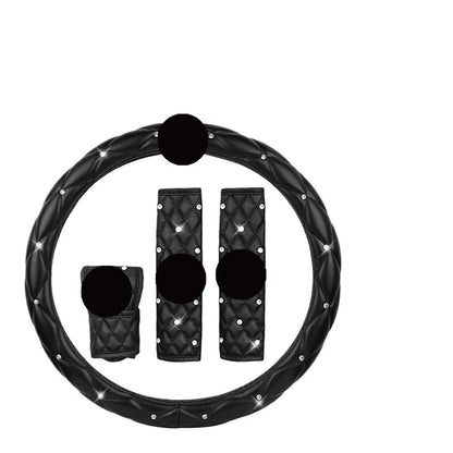 Black PU Leather Steering Wheel Cover with Soft Grip