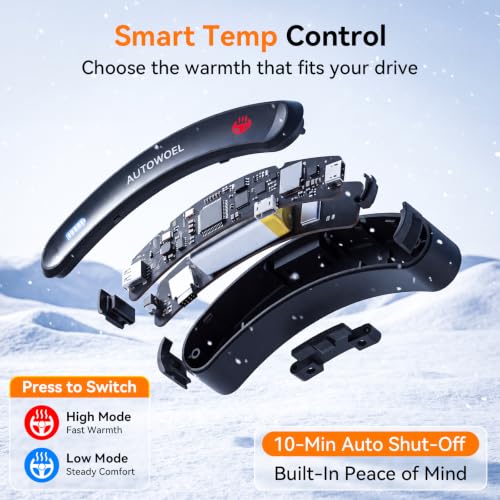 Cordless Heated Suede Steering Wheel Cover 14.5–15 Inch