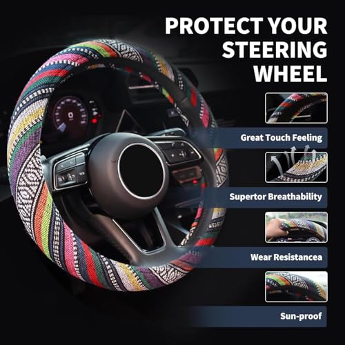 Ethnic Style Steering Wheel & Gear Cover 3-Piece Set