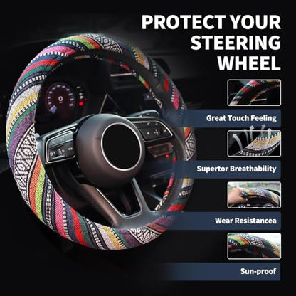 Ethnic Style Steering Wheel & Gear Cover 3-Piece Set