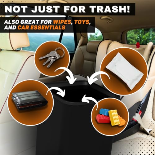 Leakproof Compact Car Trash Can with Anti-Slip Base