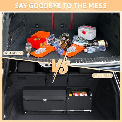 Leather Car Trunk Organizer with Spacious Storage