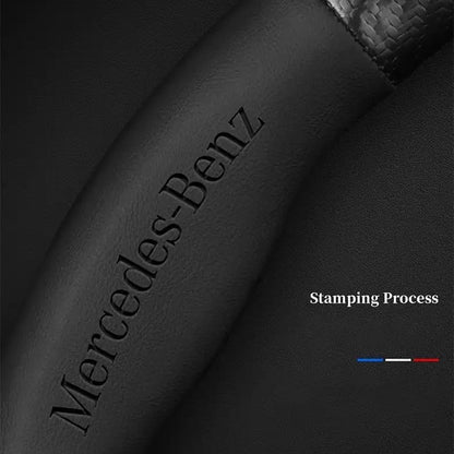 Nappa Leather Steering Wheel Cover with Carbon Texture