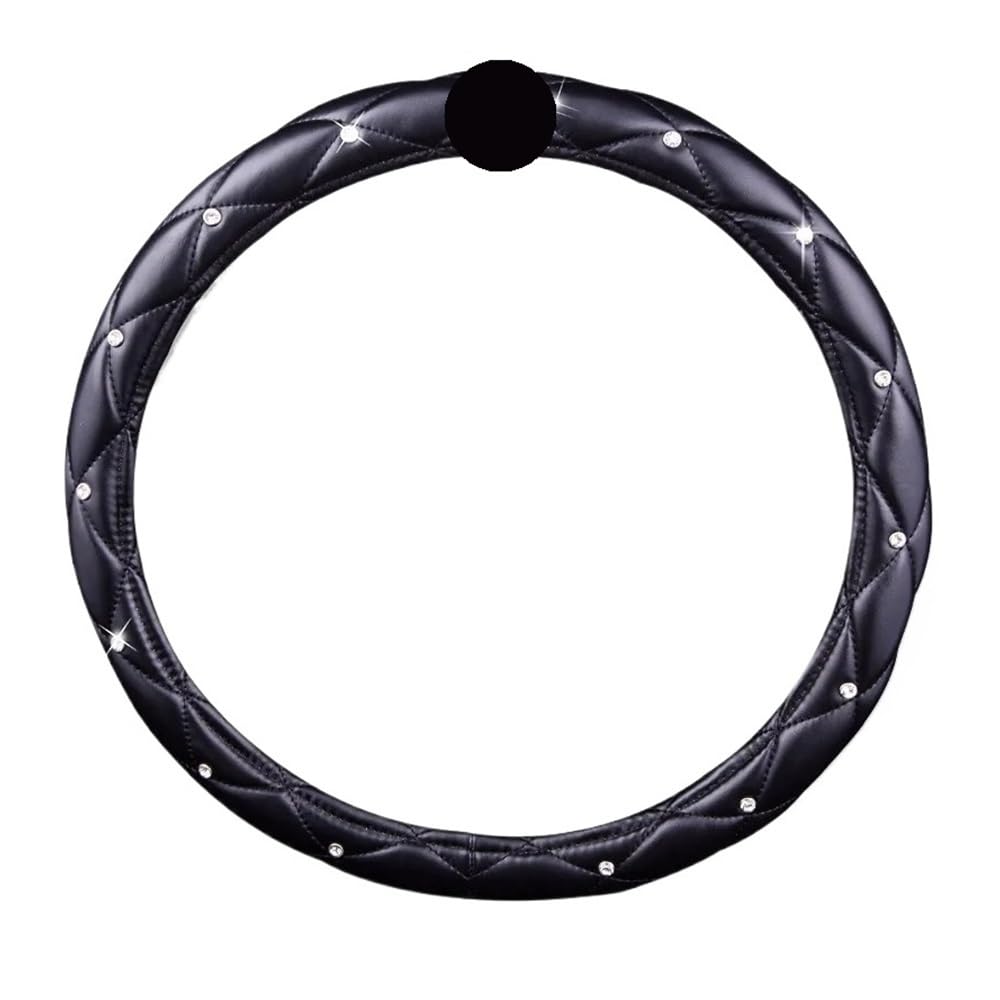 Black PU Leather Steering Wheel Cover with Soft Grip