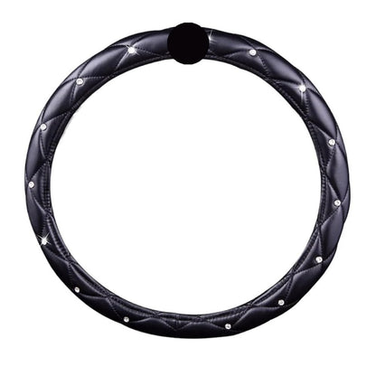 Black PU Leather Steering Wheel Cover with Soft Grip