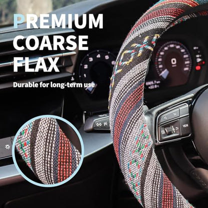 Ethnic Style Steering Wheel & Gear Cover 3-Piece Set