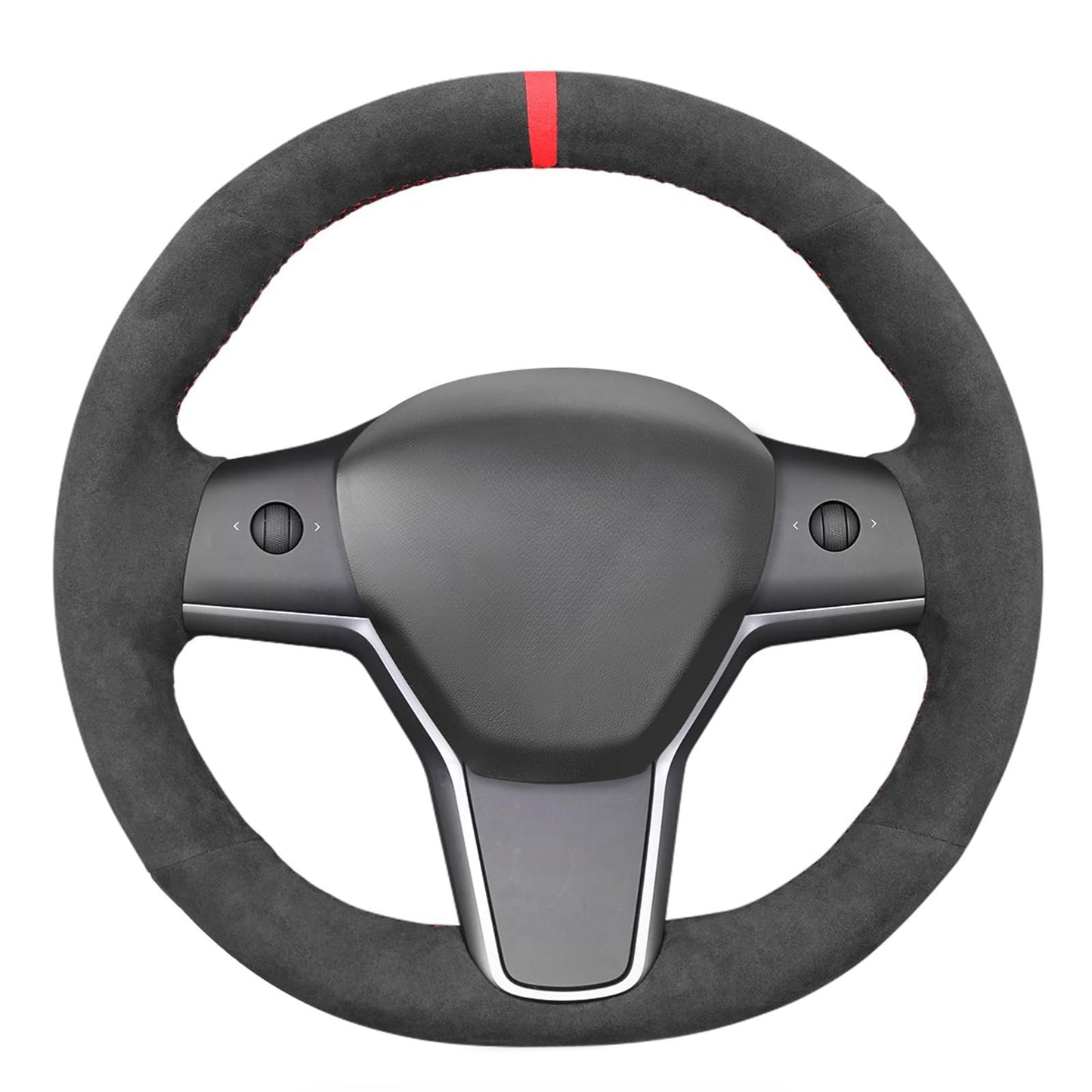 Hand-Stitched White Leather Steering Wheel Cover Wrap
