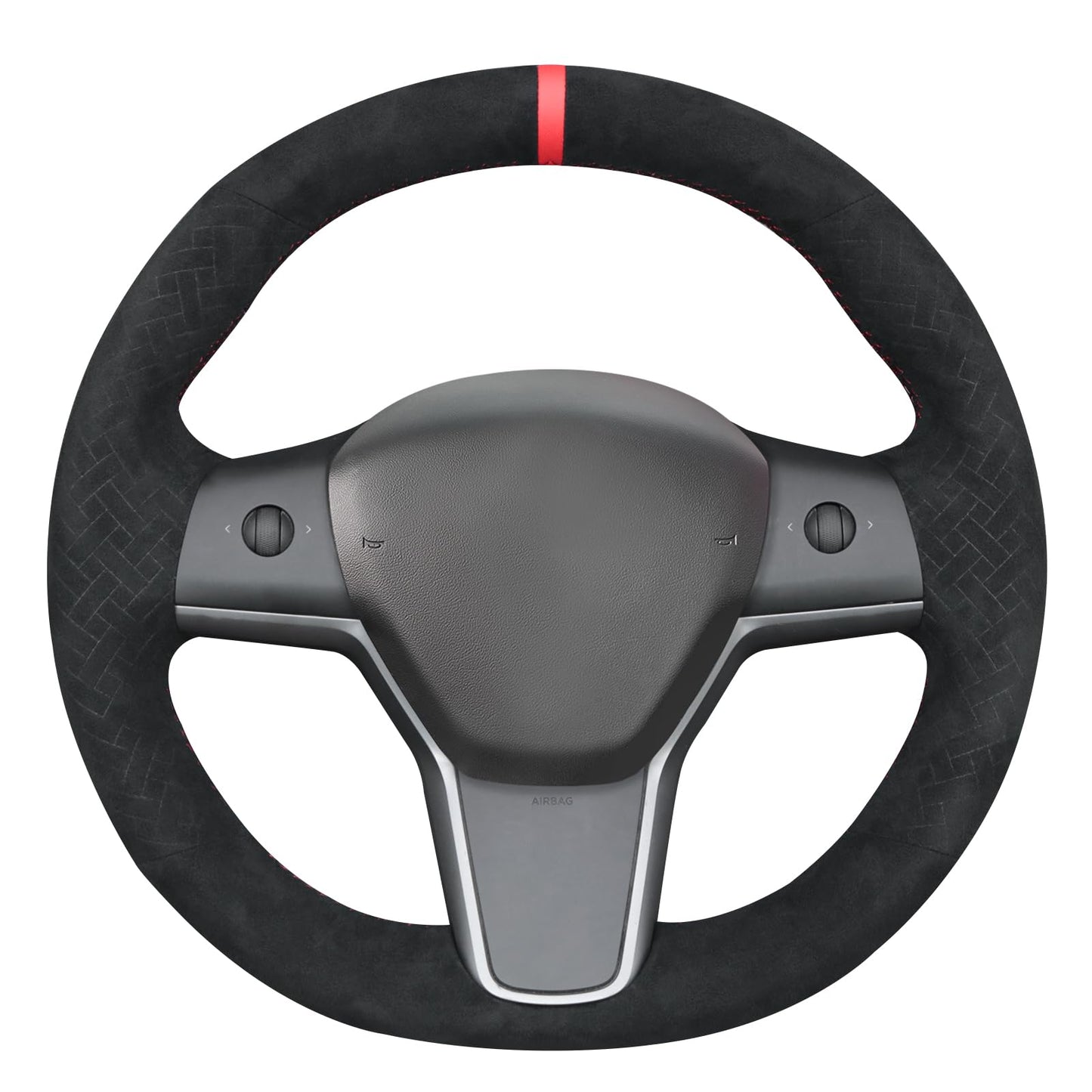 Hand-Stitched Suede Steering Wheel Cover Wrap