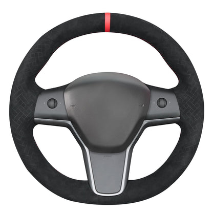 Hand-Stitched Suede Steering Wheel Cover Wrap