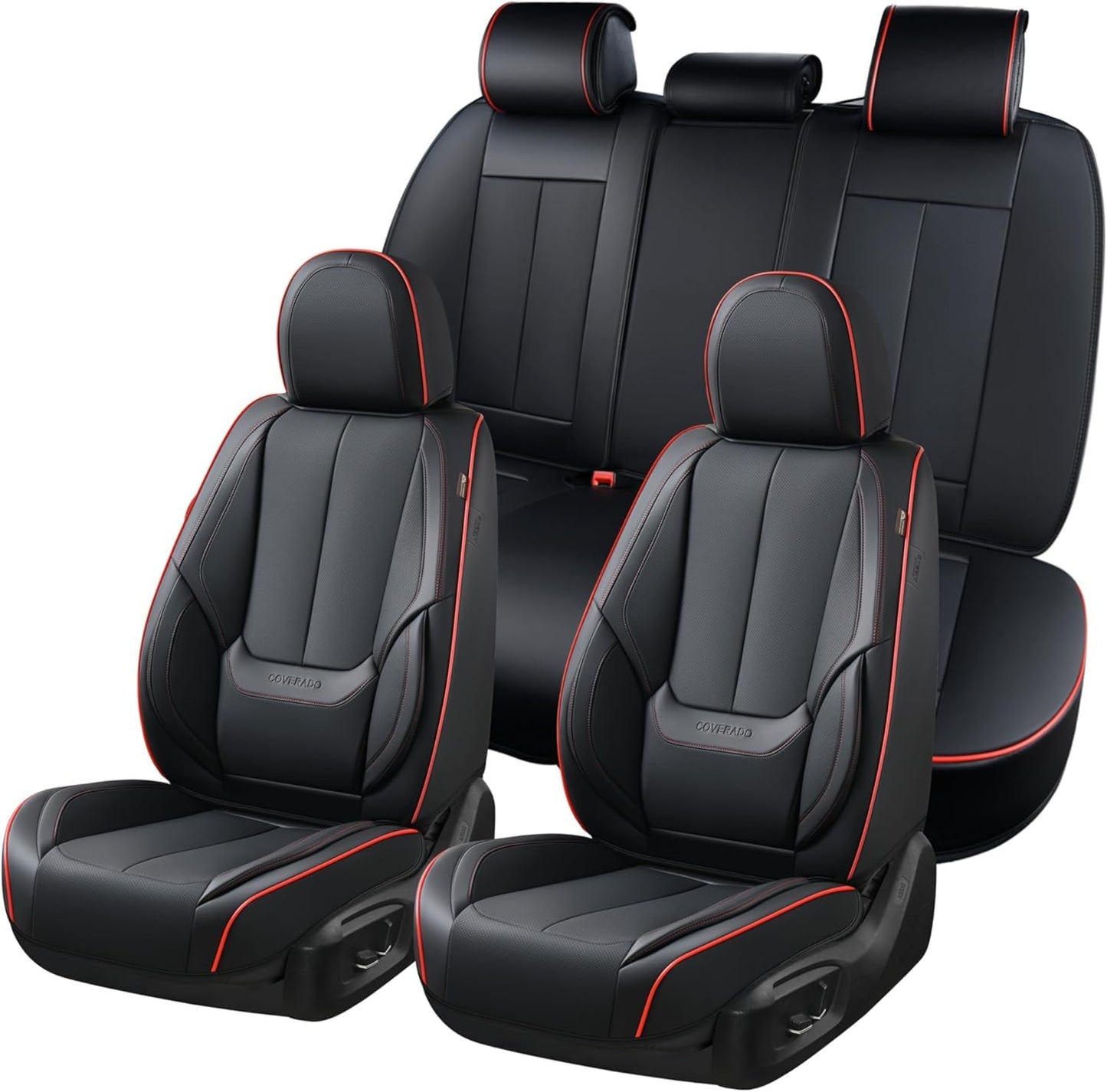 Coverado Car Seat Covers, Seat Covers for Cars, Waterproof Leather Auto Seat Protectors, Leather Car Seat Cushion, Car Interiors Accessories Universal Fit for Most Cars