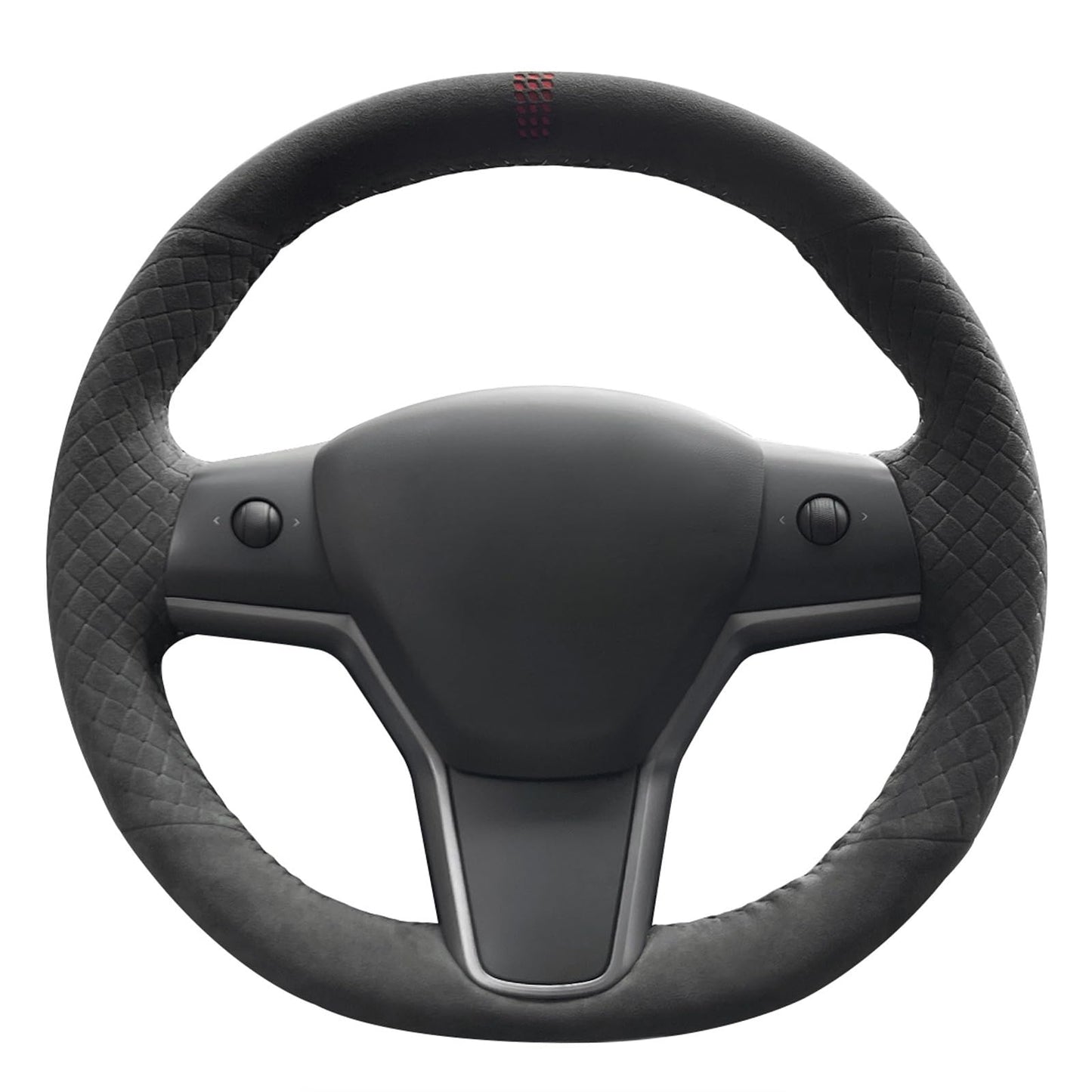 Hand-Stitched White Leather Steering Wheel Cover Wrap