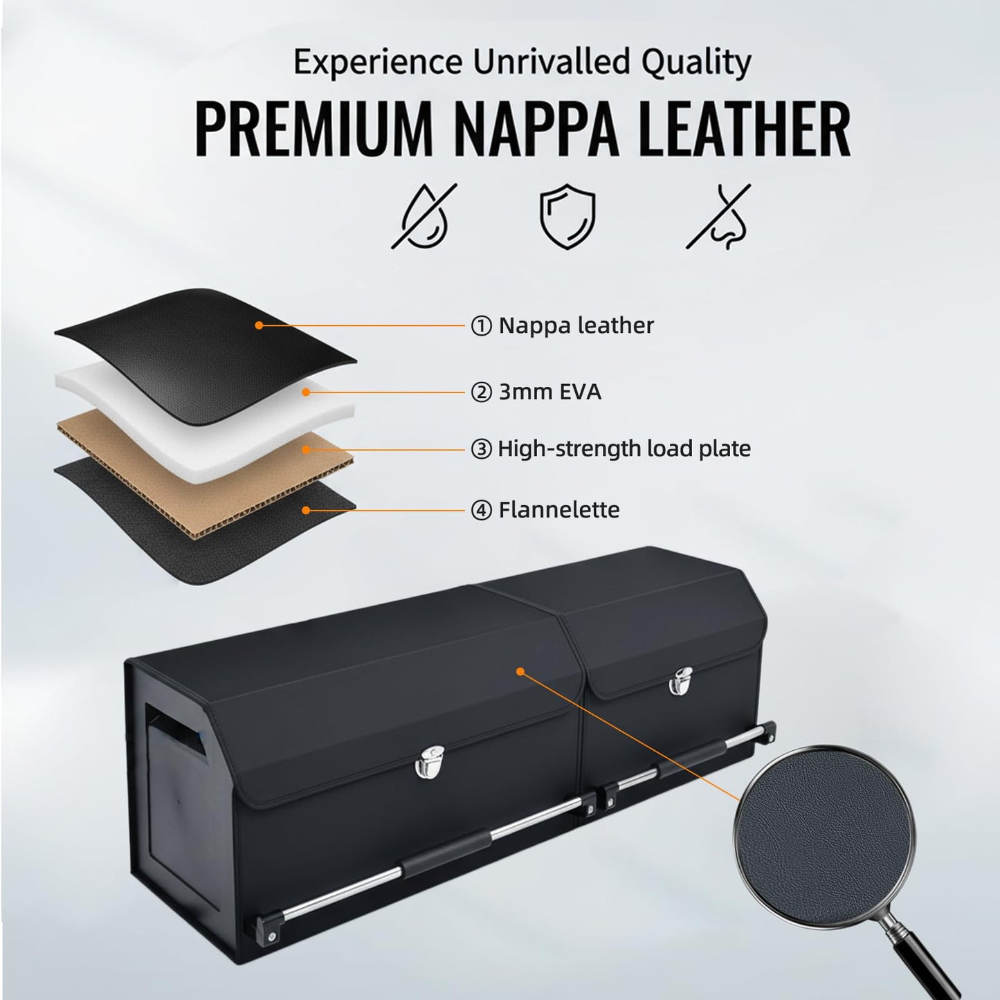 Leather SUV Trunk Organizer with Multi-Compartment Storage