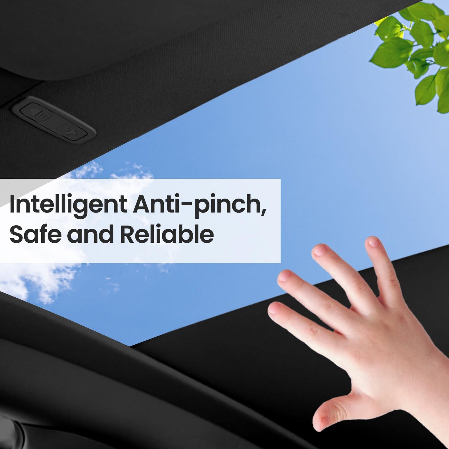 Electric Sunshade Roof for Tesla Model Y, Retractable Sunshade Roof Heat Insulation Glass Roof for Tesla, 5 Layer 99.99% UV Protection