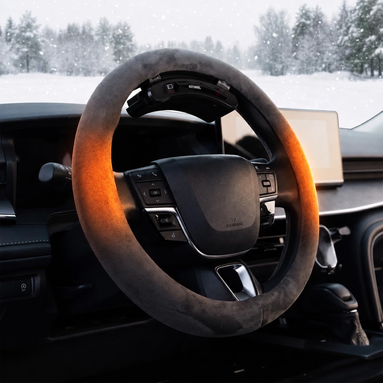 Cordless Heated Suede Steering Wheel Cover 14.5–15 Inch