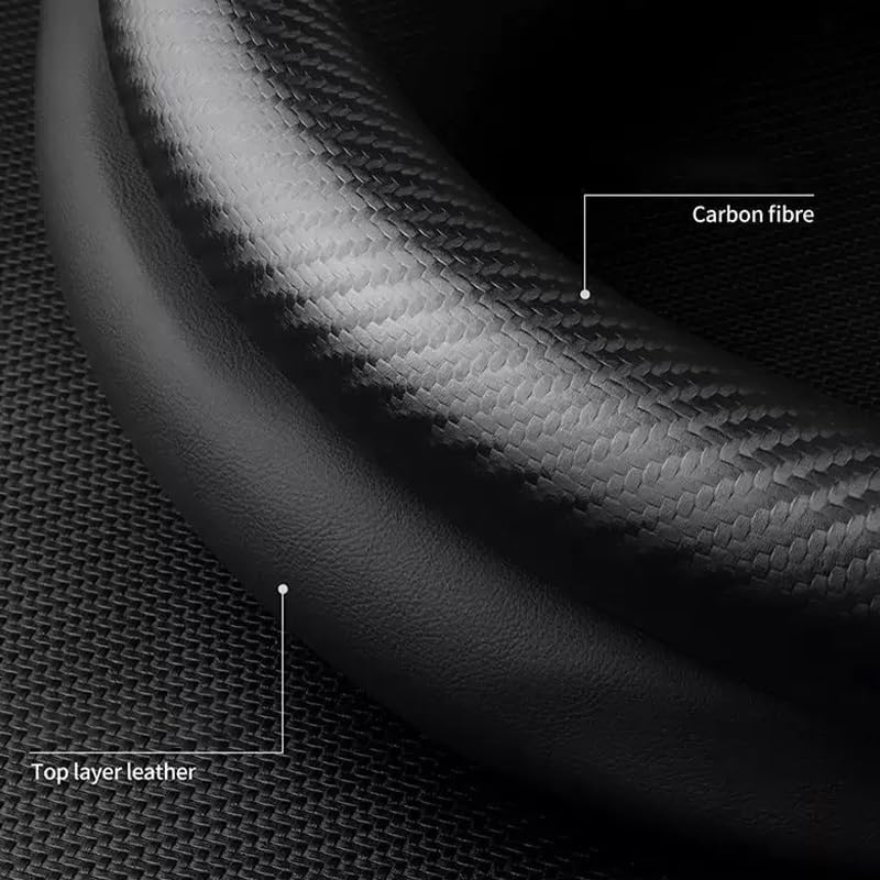 Nappa Leather Steering Wheel Cover with Carbon Texture
