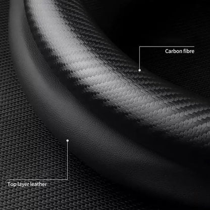 Nappa Leather Steering Wheel Cover with Carbon Texture