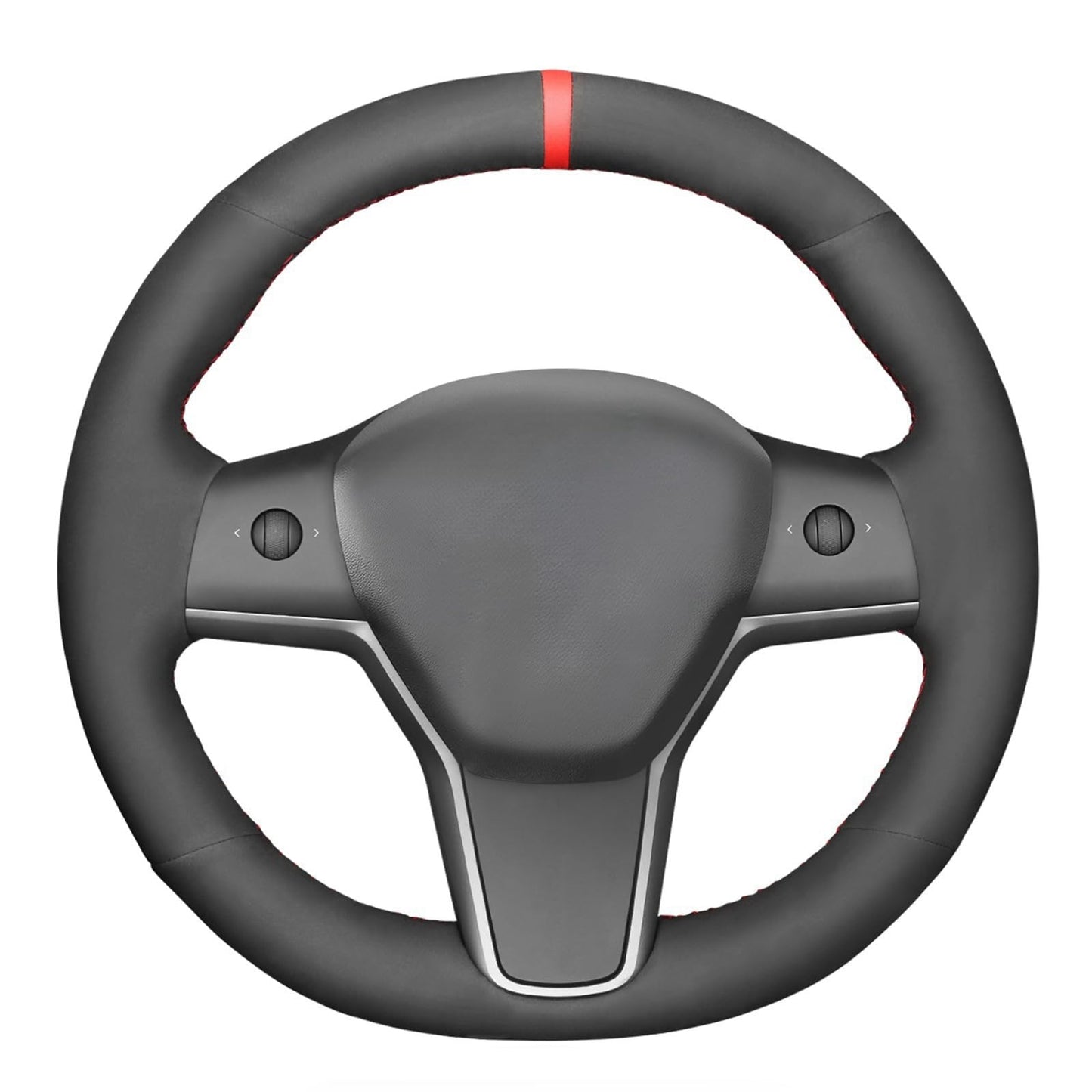 Hand-Stitched White Leather Steering Wheel Cover Wrap