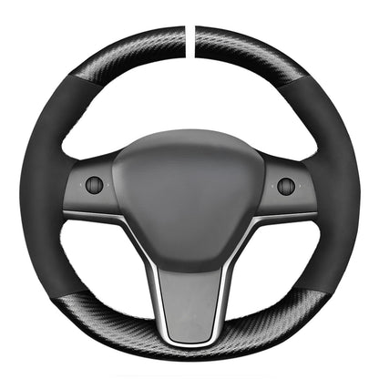 Hand-Stitched White Leather Steering Wheel Cover Wrap