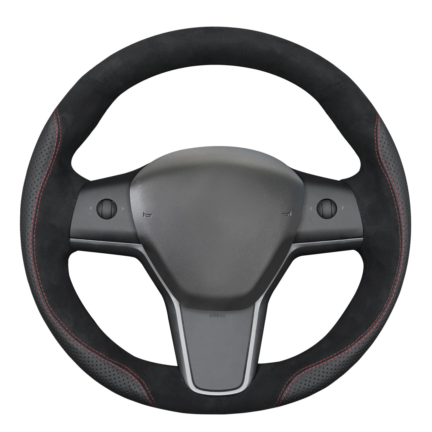 Hand-Stitched Suede Steering Wheel Cover Wrap
