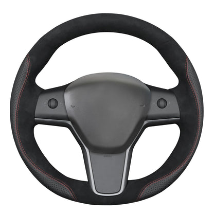 Hand-Stitched Suede Steering Wheel Cover Wrap
