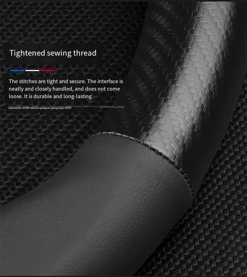 Nappa Leather Steering Wheel Cover with Carbon Texture