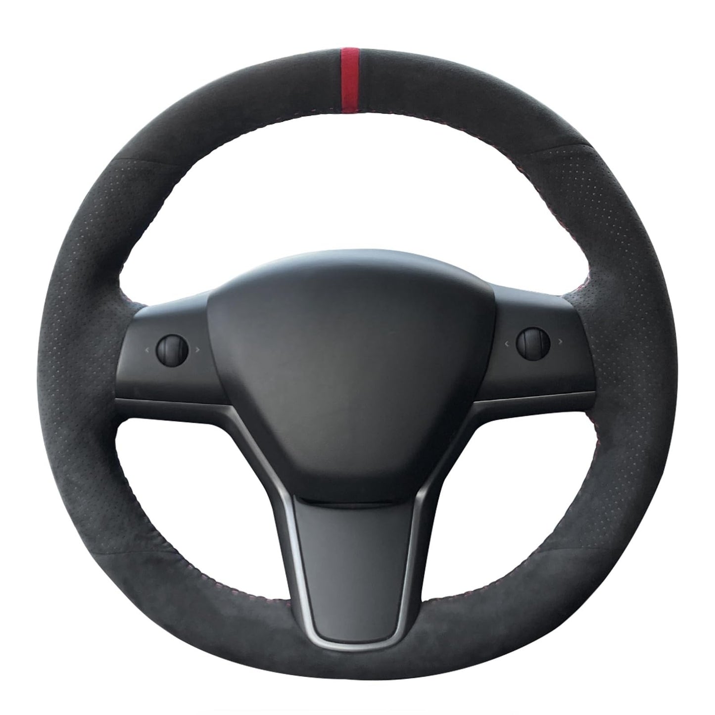 Hand-Stitched White Leather Steering Wheel Cover Wrap