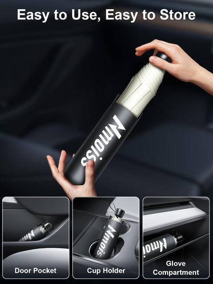 [Upgraded] Nmoiss Windshield Sun Shade Umbrella - [Vinyl Coating Heat Shield] Protect Car from Sun Rays & Heat Damage Keep Cool and Protect Interior, Spring Structure Edge