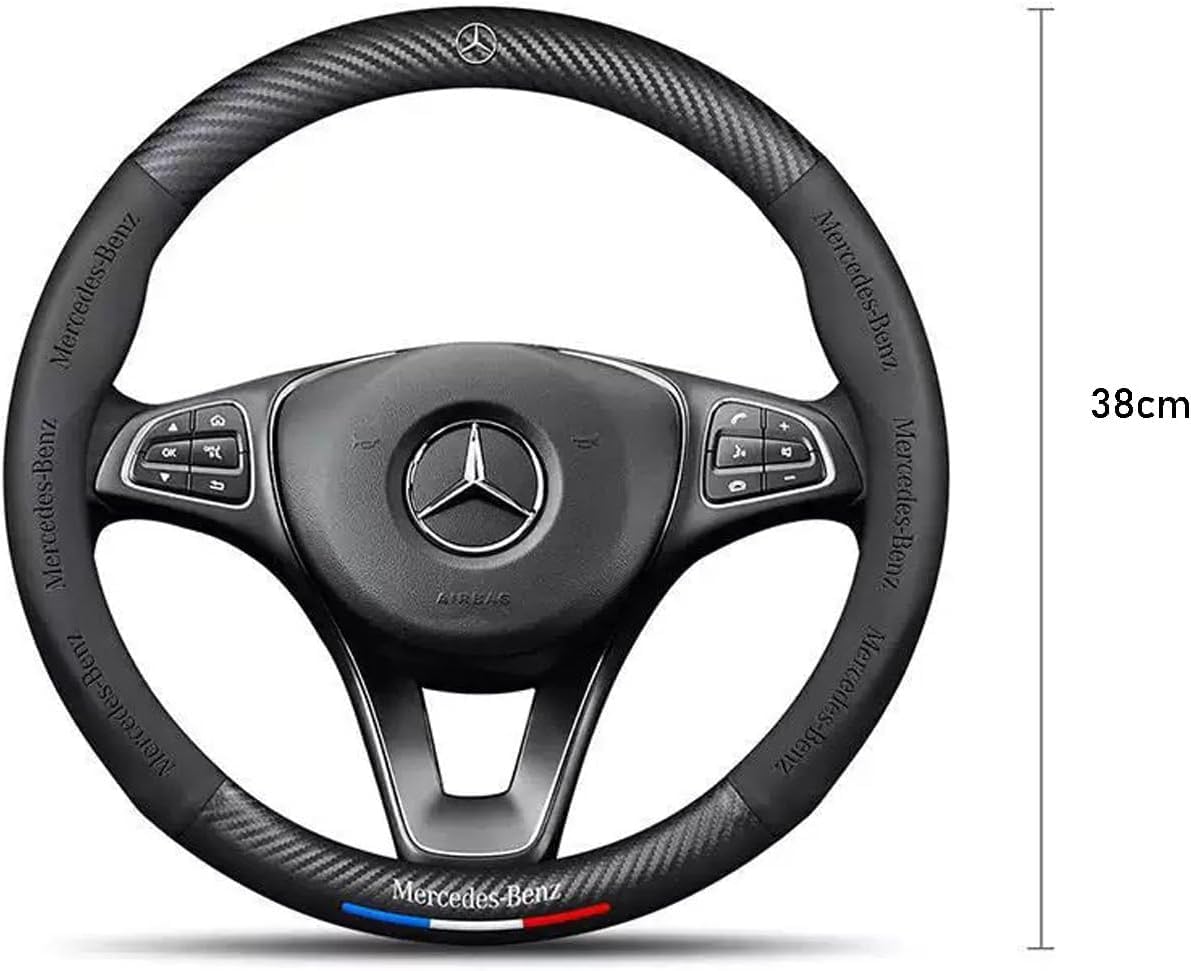 Nappa Leather Steering Wheel Cover with Carbon Texture