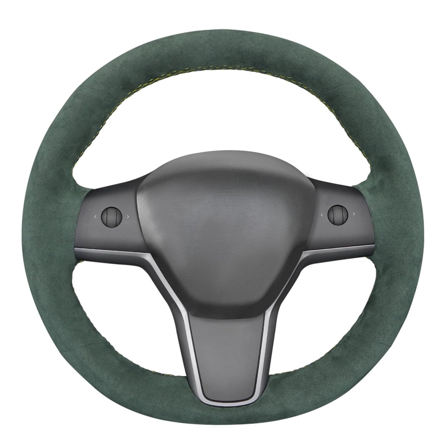 Hand-Stitched White Leather Steering Wheel Cover Wrap