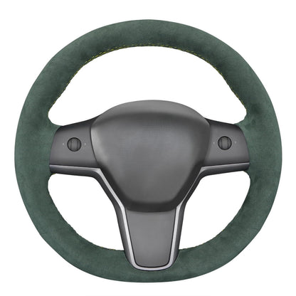 Hand-Stitched White Leather Steering Wheel Cover Wrap