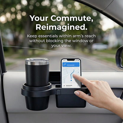 Mandark Car Window Storage Organizer, Multifunctional Vehicle Window Mount Storage Rack with Cup Holder Phone Mount, Automotive Interior Door Side Hanging Organizer, Universal Fit