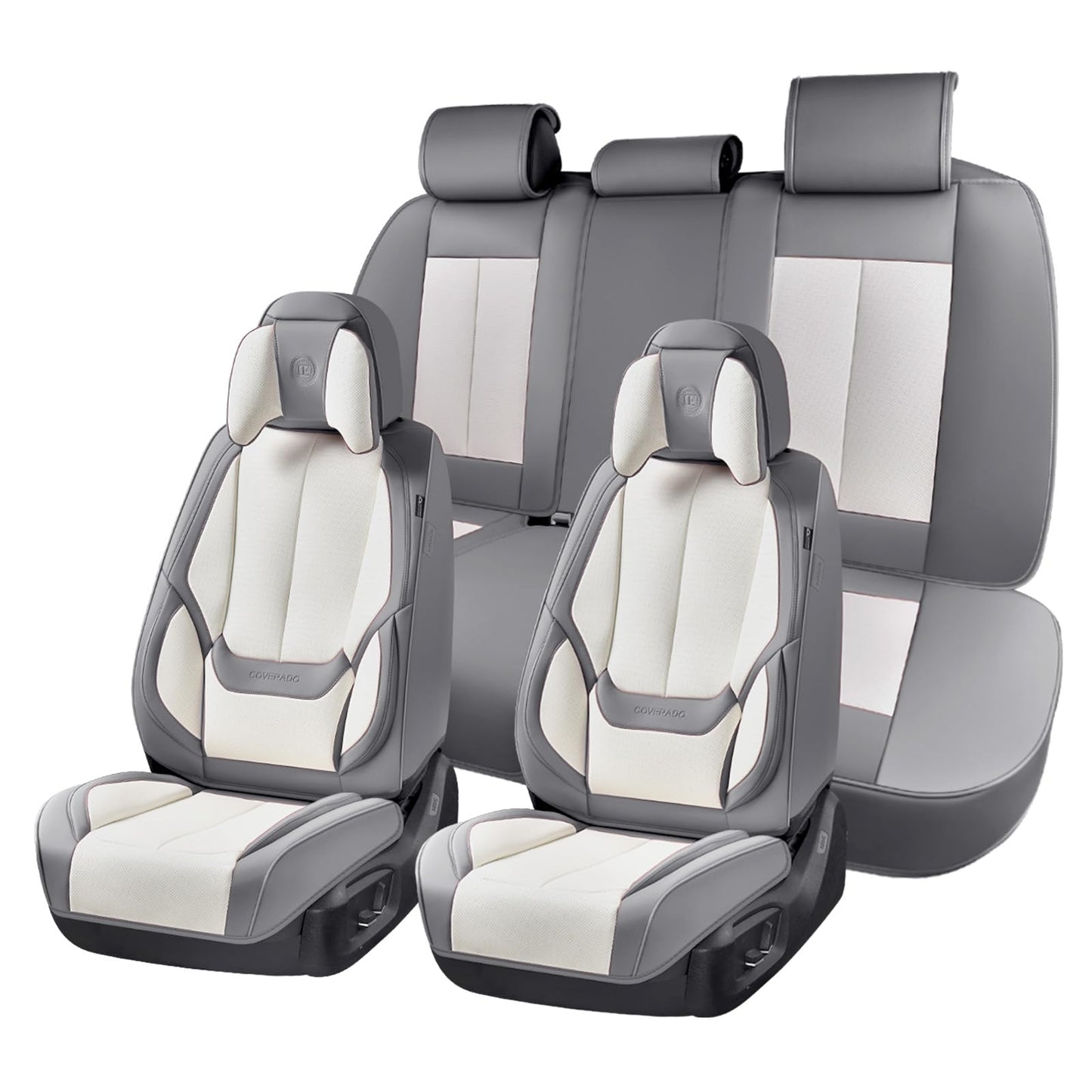 Coverado Car Seat Covers, Seat Covers for Cars, Waterproof Leather Auto Seat Protectors, Leather Car Seat Cushion, Car Interiors Accessories Universal Fit for Most Cars