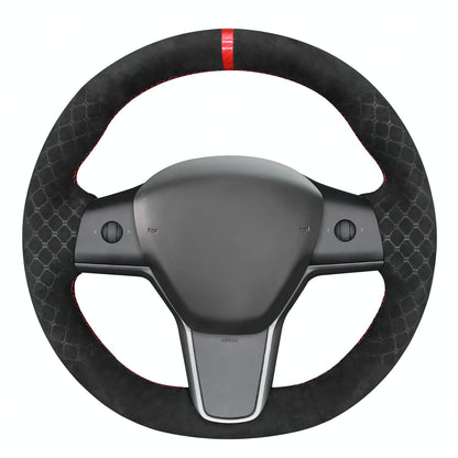Hand-Stitched Suede Steering Wheel Cover Wrap
