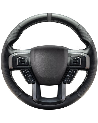 Lace-Up Leather Steering Wheel Cover with Custom Fit