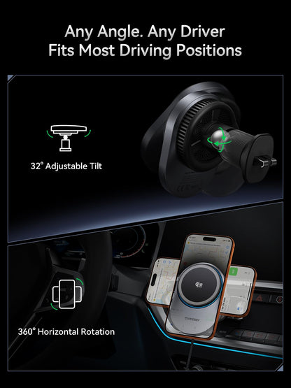 Magnetic Car Phone Mount with Wireless Charging