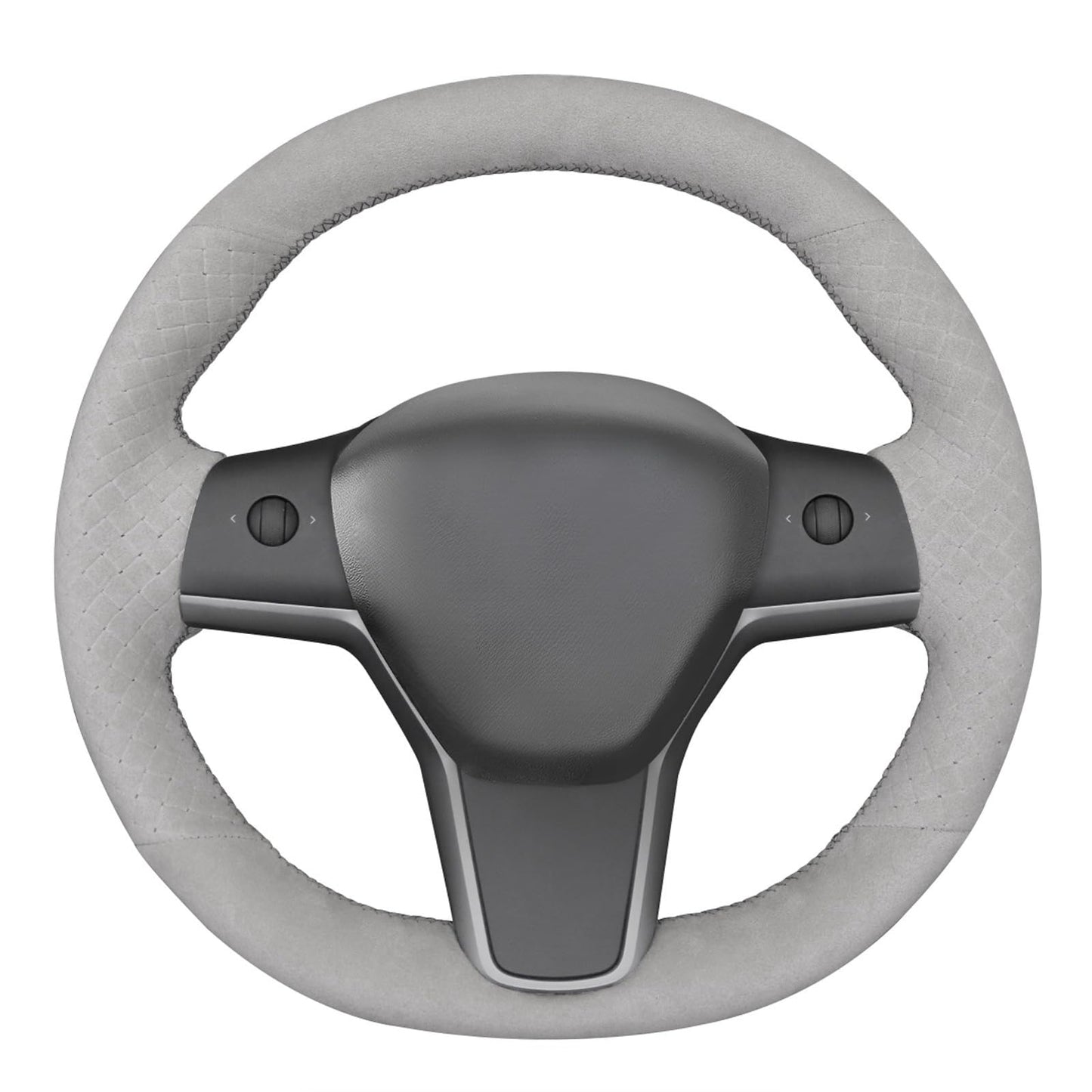 Hand-Stitched White Leather Steering Wheel Cover Wrap