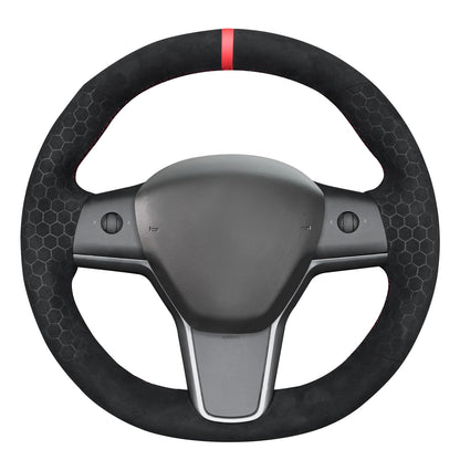 Hand-Stitched Suede Steering Wheel Cover Wrap