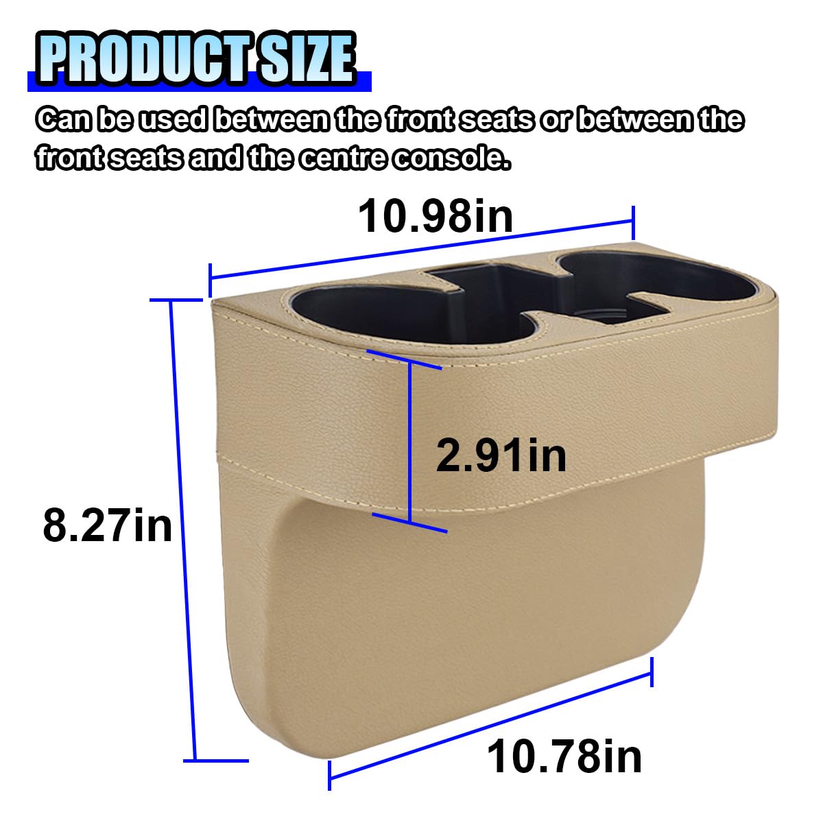PU Leather Car Seat Gap Organizer with Cup Holder