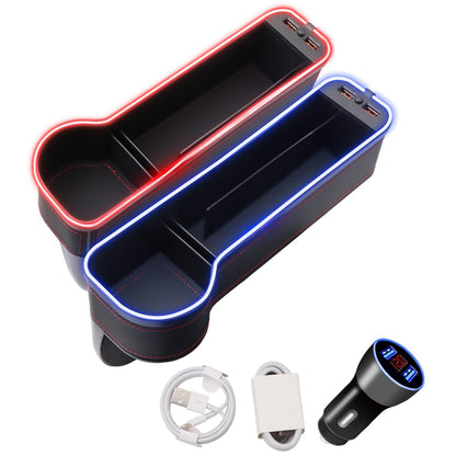 LED Car Seat Gap Organizer with Cup Holder & USB Charger