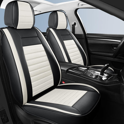 HChengkikz Nappa Leather Car Seat Covers Full Set, Waterproof Seat Cushion, Universal Automotive Seat Covers Fit for SUV Truck Pick-up Sedan