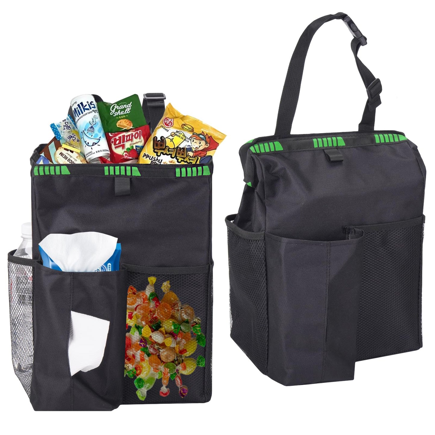 Leakproof Mini Car Trash Can with Lid & Cup Holder Fit