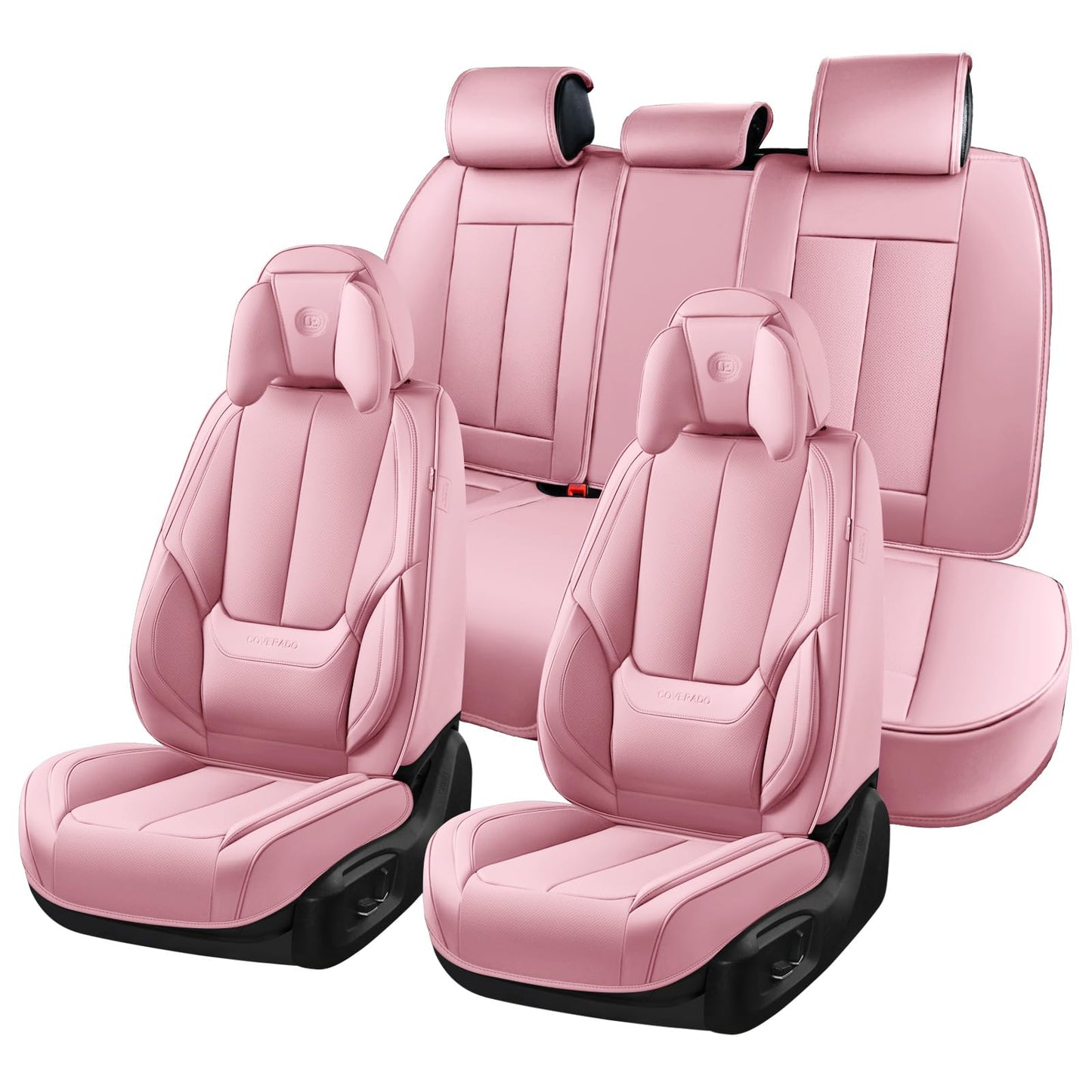 Coverado Car Seat Covers, Seat Covers for Cars, Waterproof Leather Auto Seat Protectors, Leather Car Seat Cushion, Car Interiors Accessories Universal Fit for Most Cars