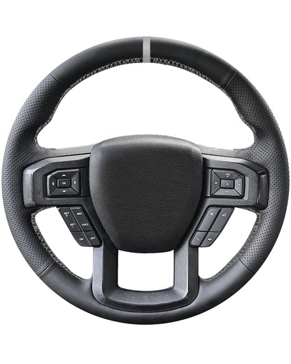 Lace-Up Leather Steering Wheel Cover with Custom Fit